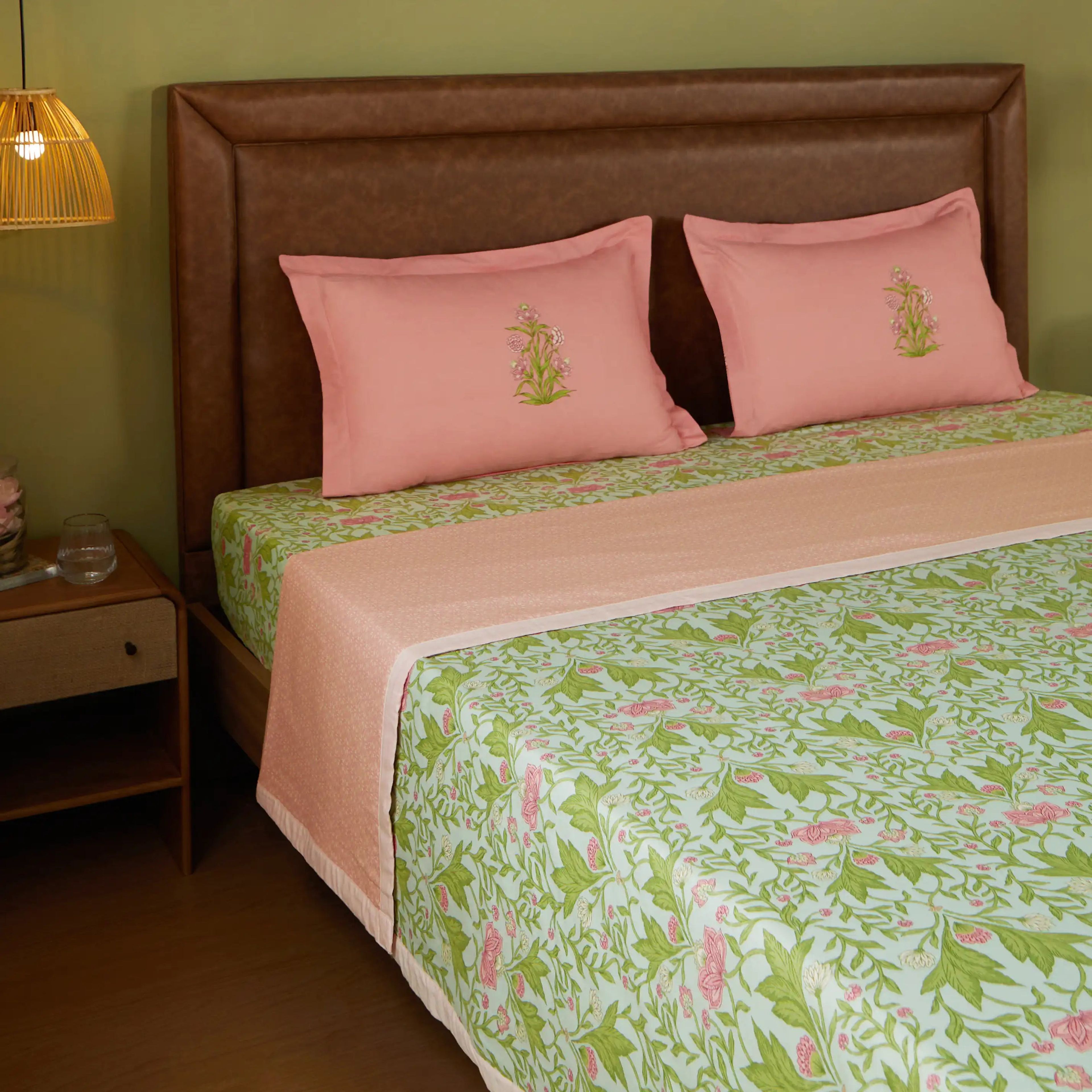 Chippa Lane | Contemporary Indian Print Design Reversible Dohar with Super Soft Flannel Layering-Sage Mint