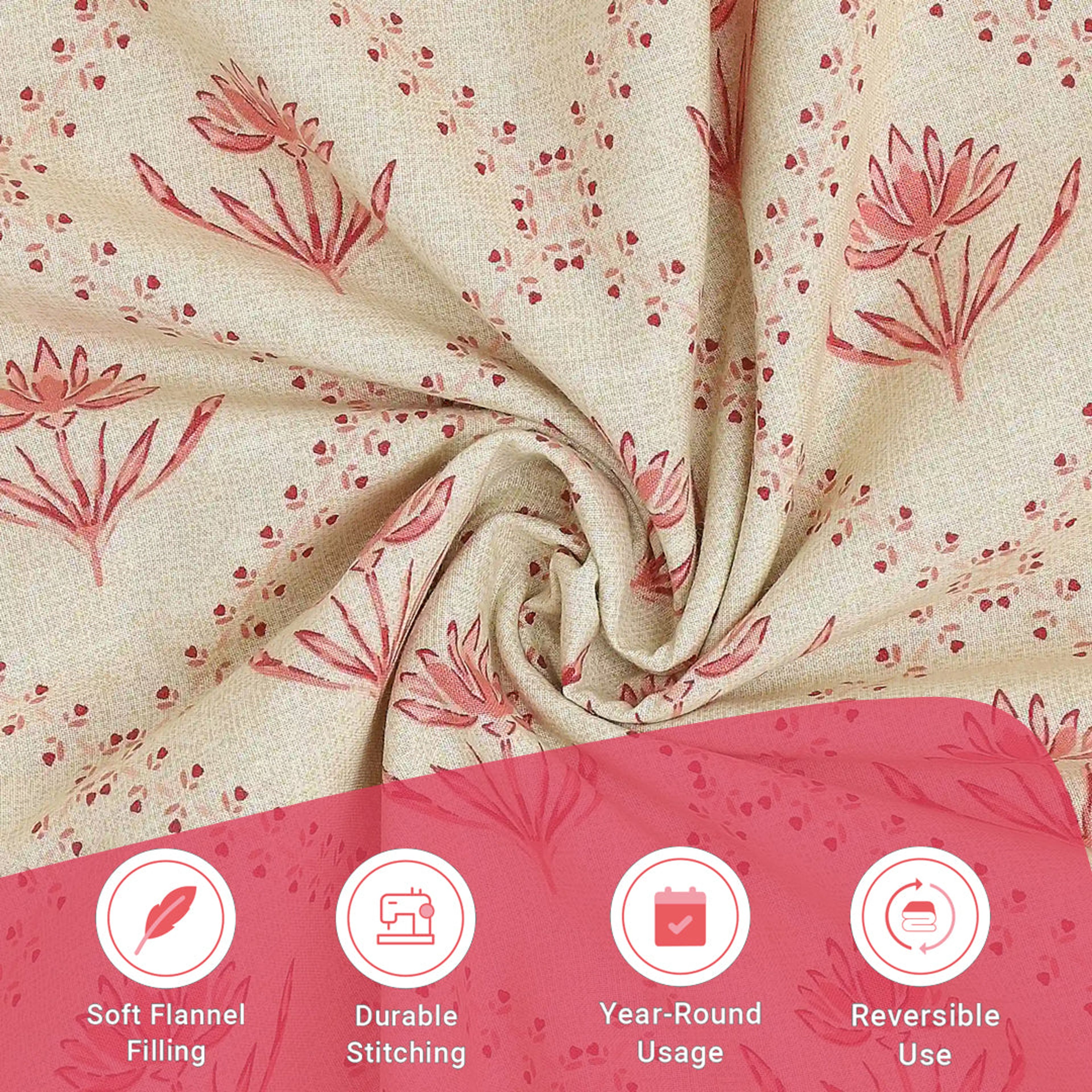 Chippa Lane | Contemporary Indian Print Design Reversible Dohar with Super Soft Flannel Layering-Red