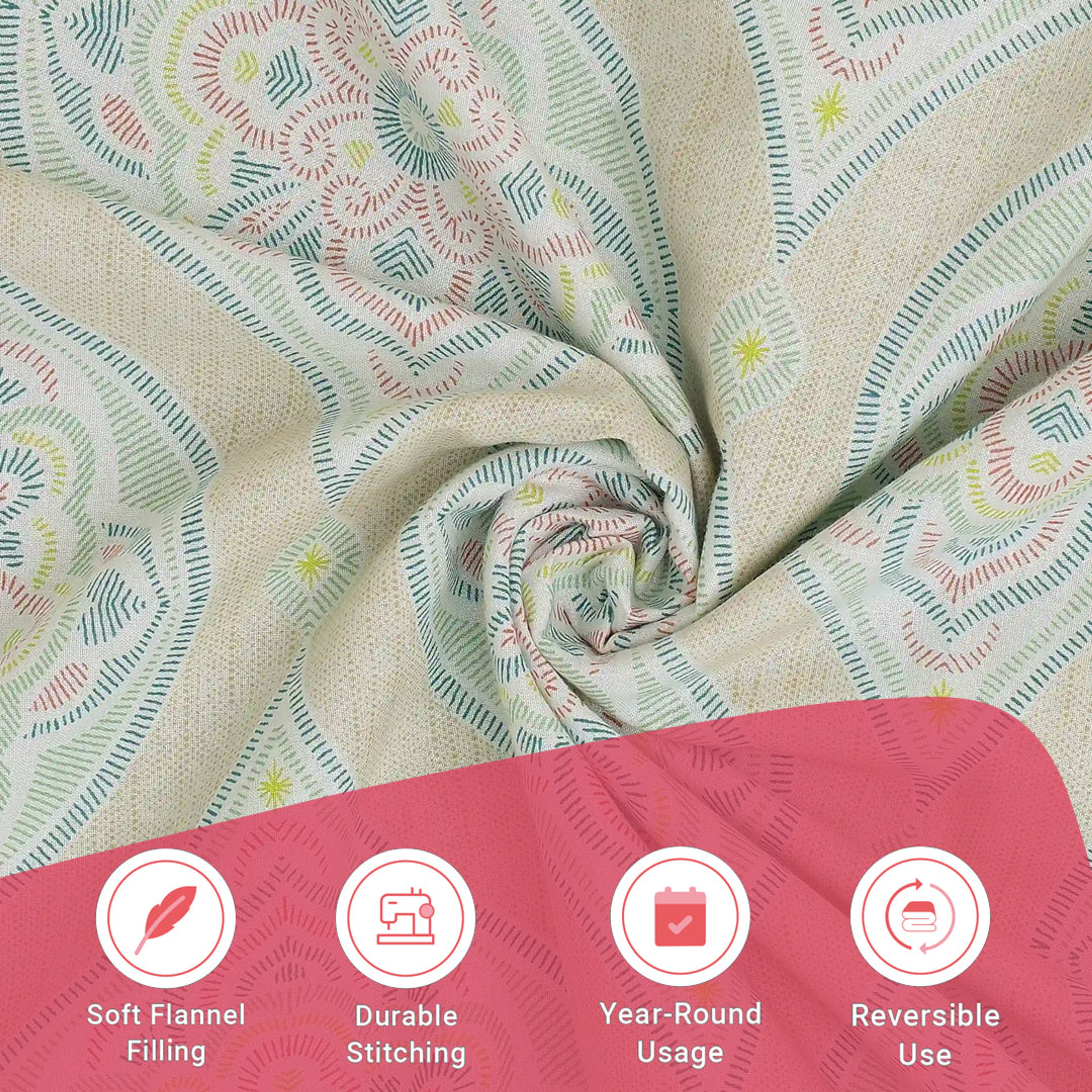 Chippa Lane | Contemporary Indian Print Design Reversible Dohar with Super Soft Flannel Layering-Sage