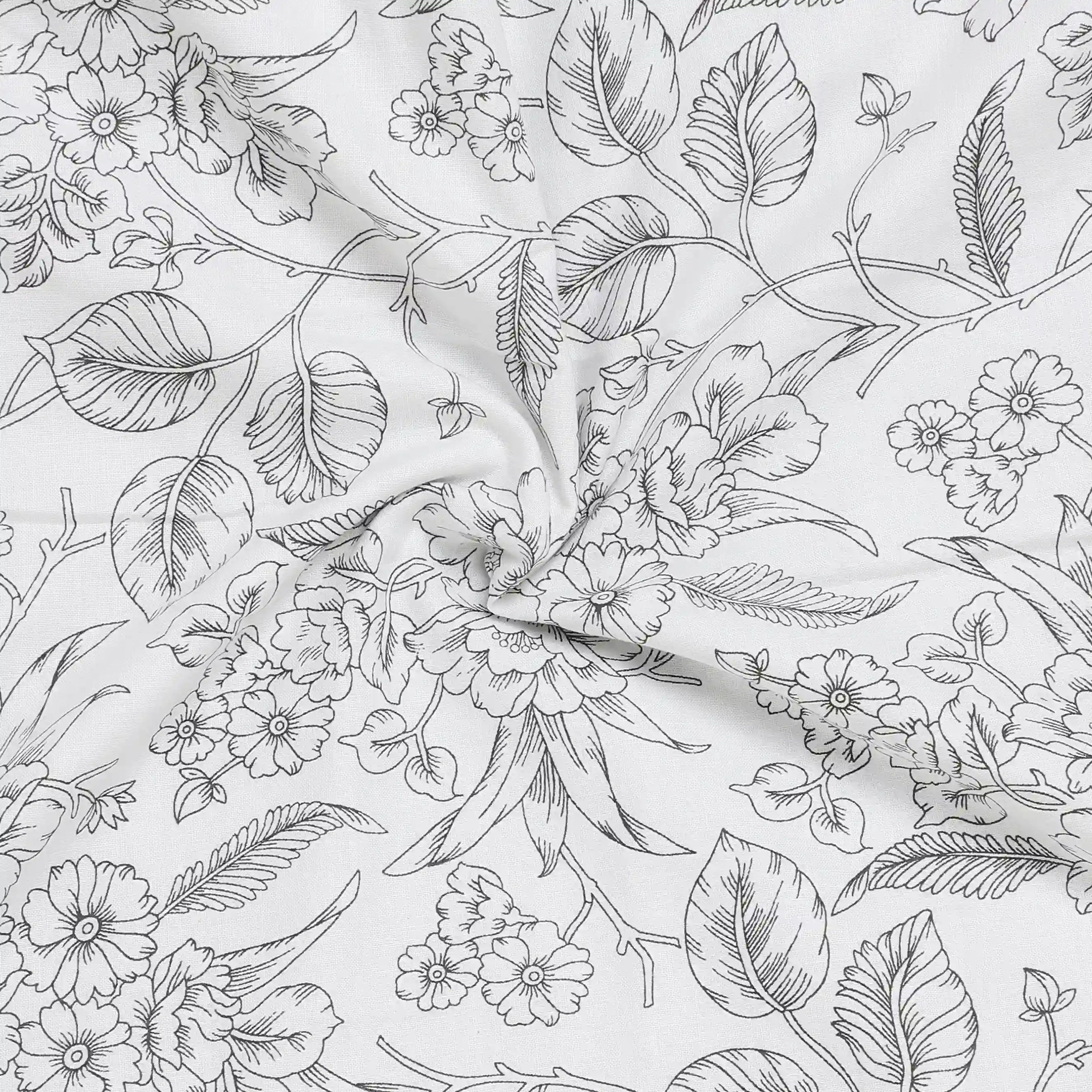 Mishella | Mix & Match Printed Reversible Dohar with Super Soft Flannel Layering - Charcoal Bloom