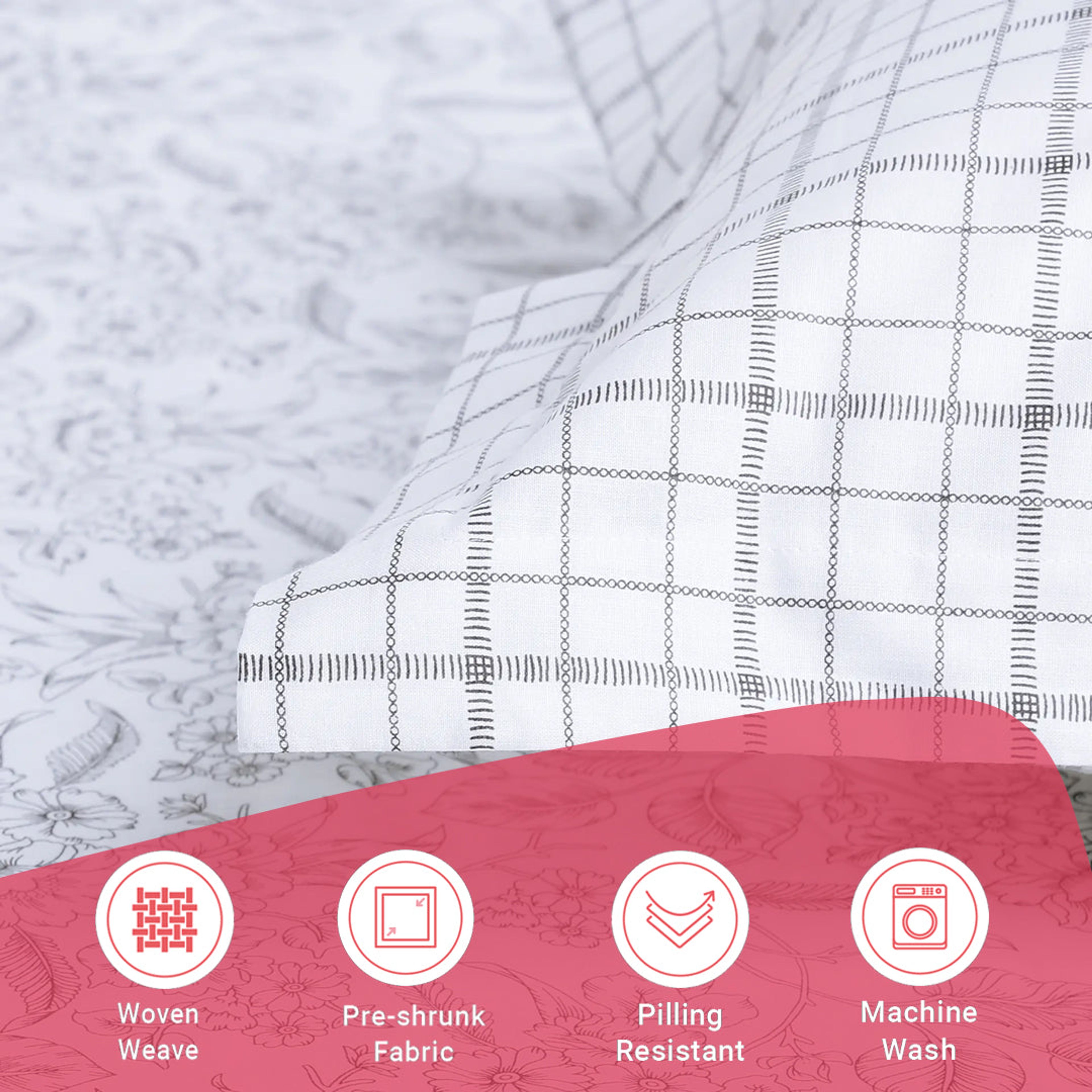 Mishella | Mix & Match Printed Cotton Bedsheet Set - Charcoal Bloom