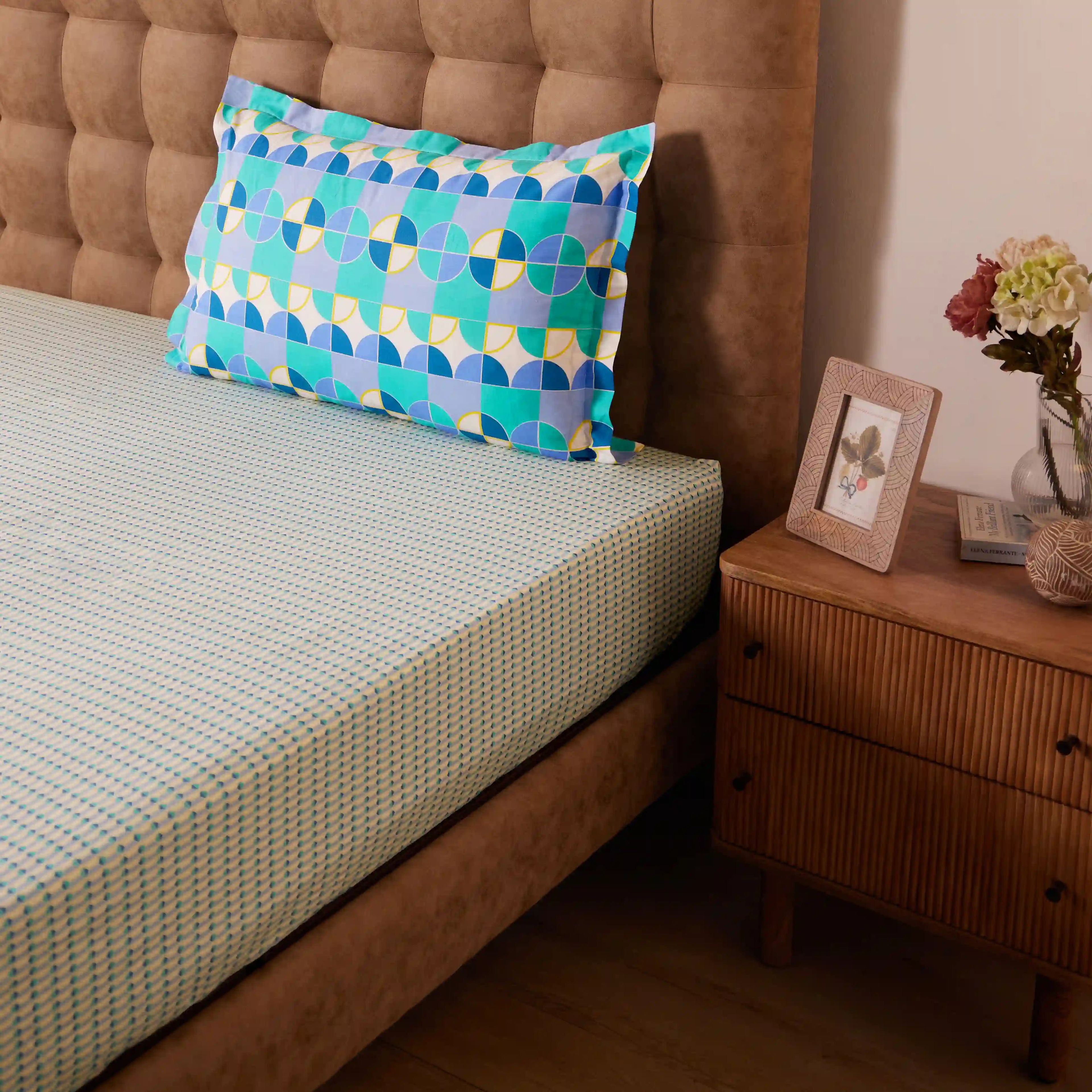 Mishella | Mix & Match Printed Cotton Bedsheet Set - Kaleido Teal