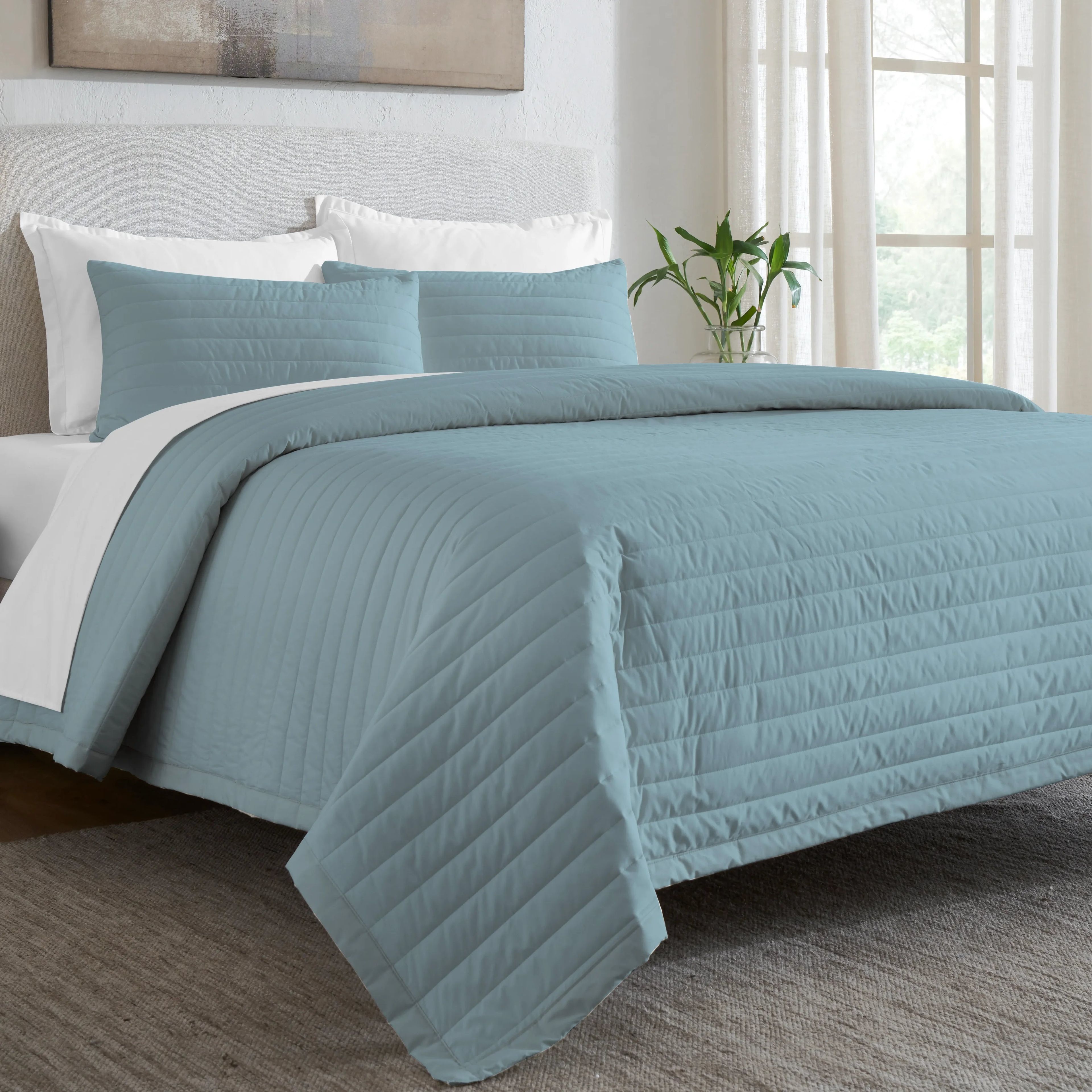 Nuvola | Luxurious Solid Dyed Straight Quilted Cotton Bedcover Set