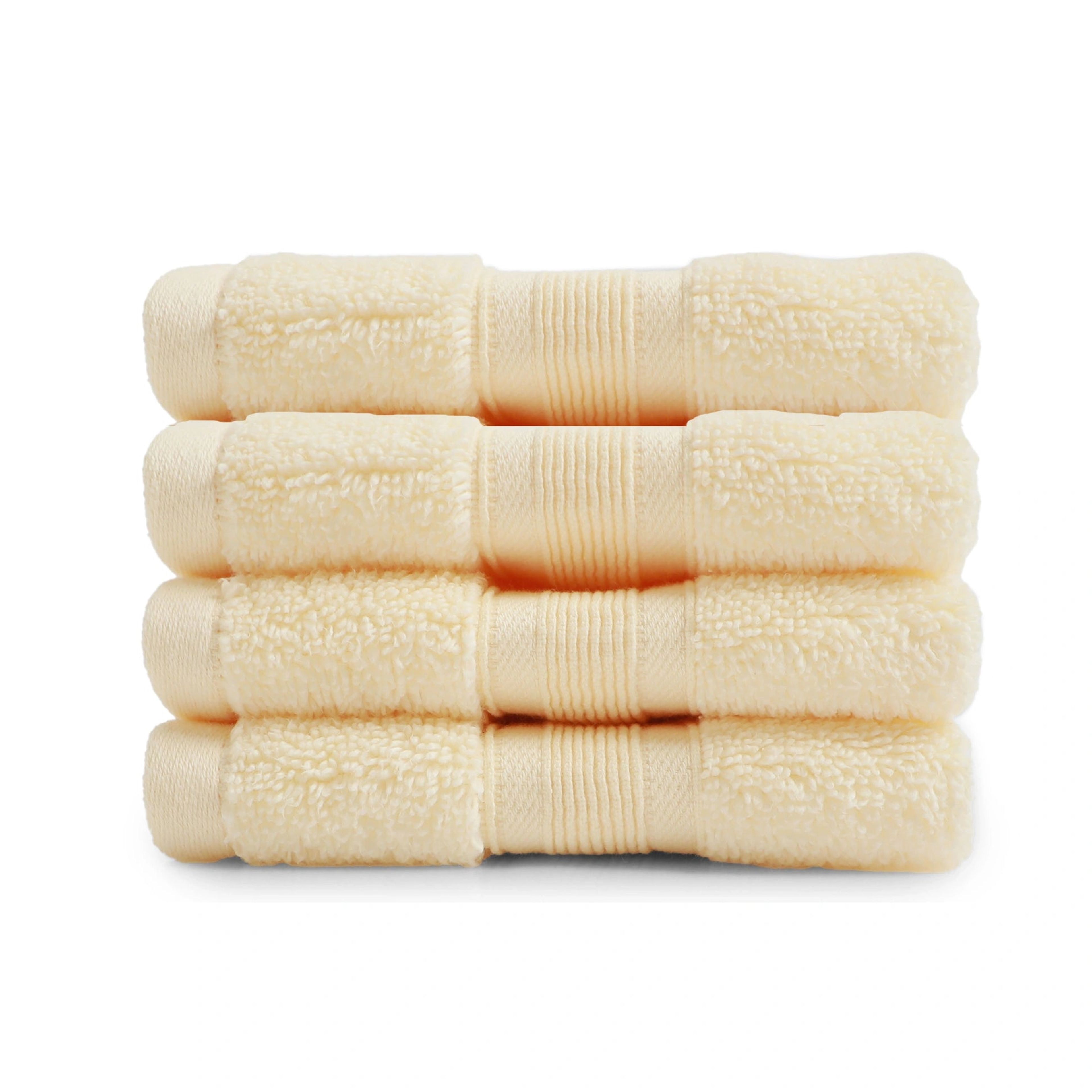 Pelushe | Super Absorbent & Luxurious Zero Twist Cotton Terry Face Towels | Set of 4