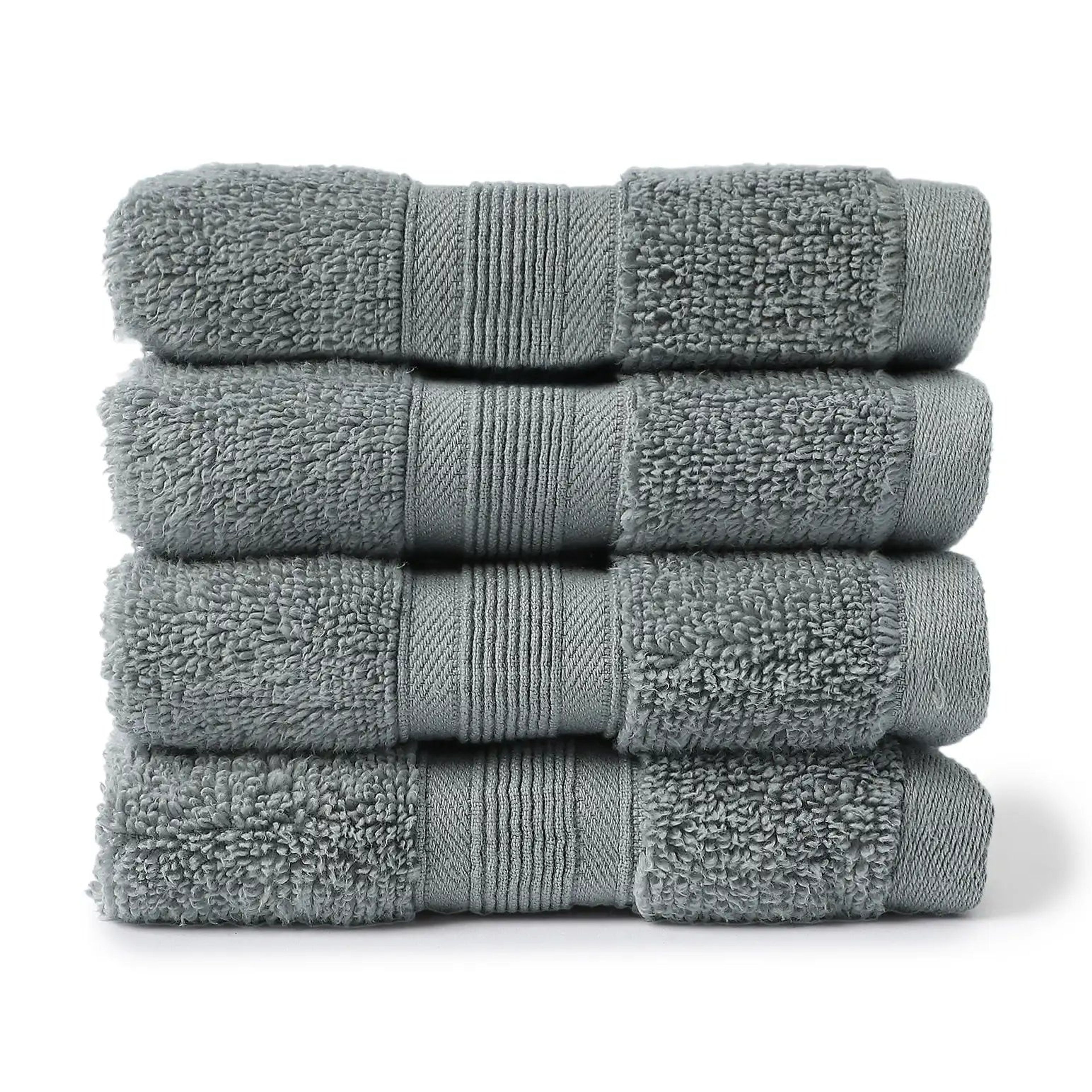 Pelushe | Super Absorbent & Luxurious Zero Twist Cotton Terry Face Towels | Set of 4