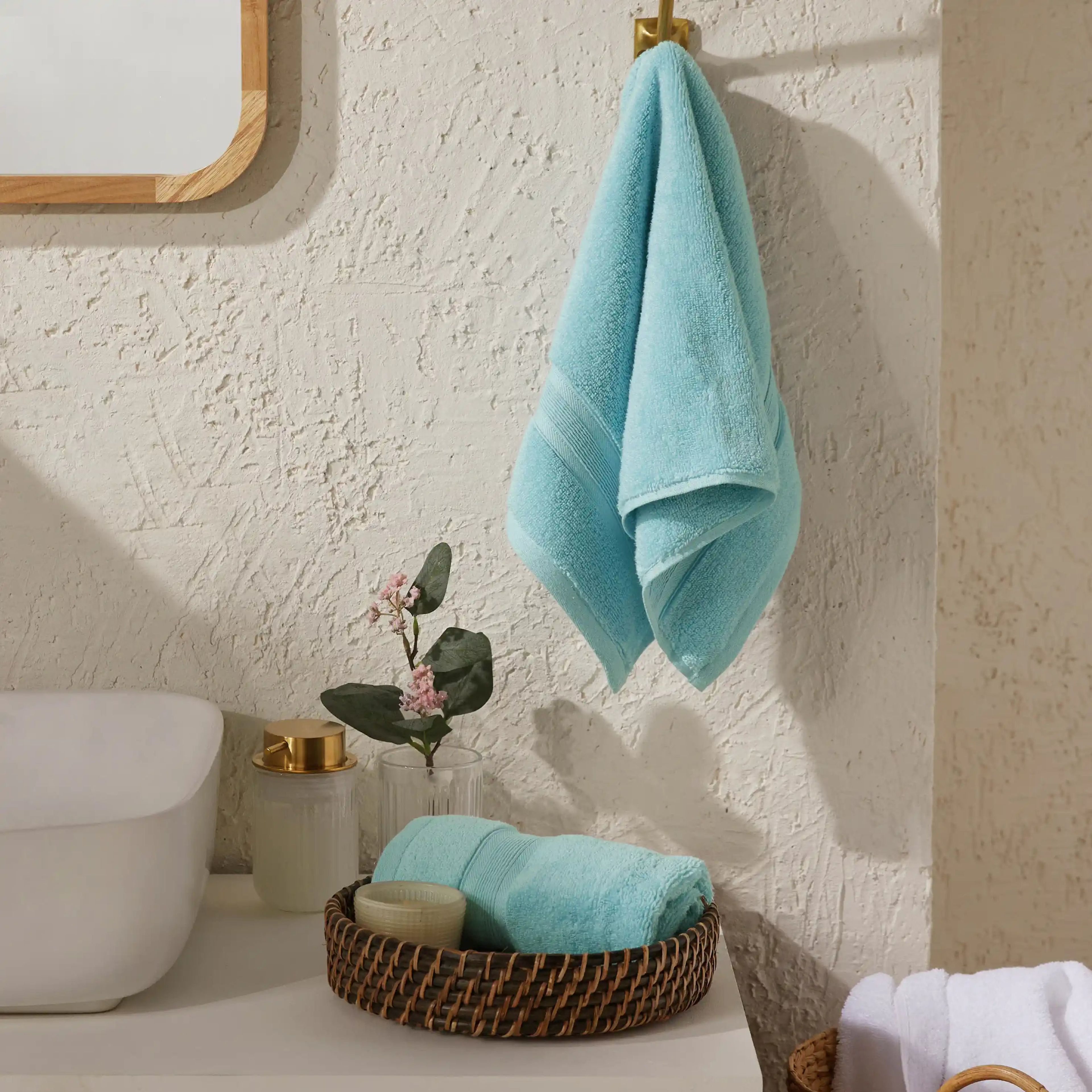 Pelushe | Super Absorbent & Luxurious Zero Twist Cotton Terry Hand Towels | Set of 2