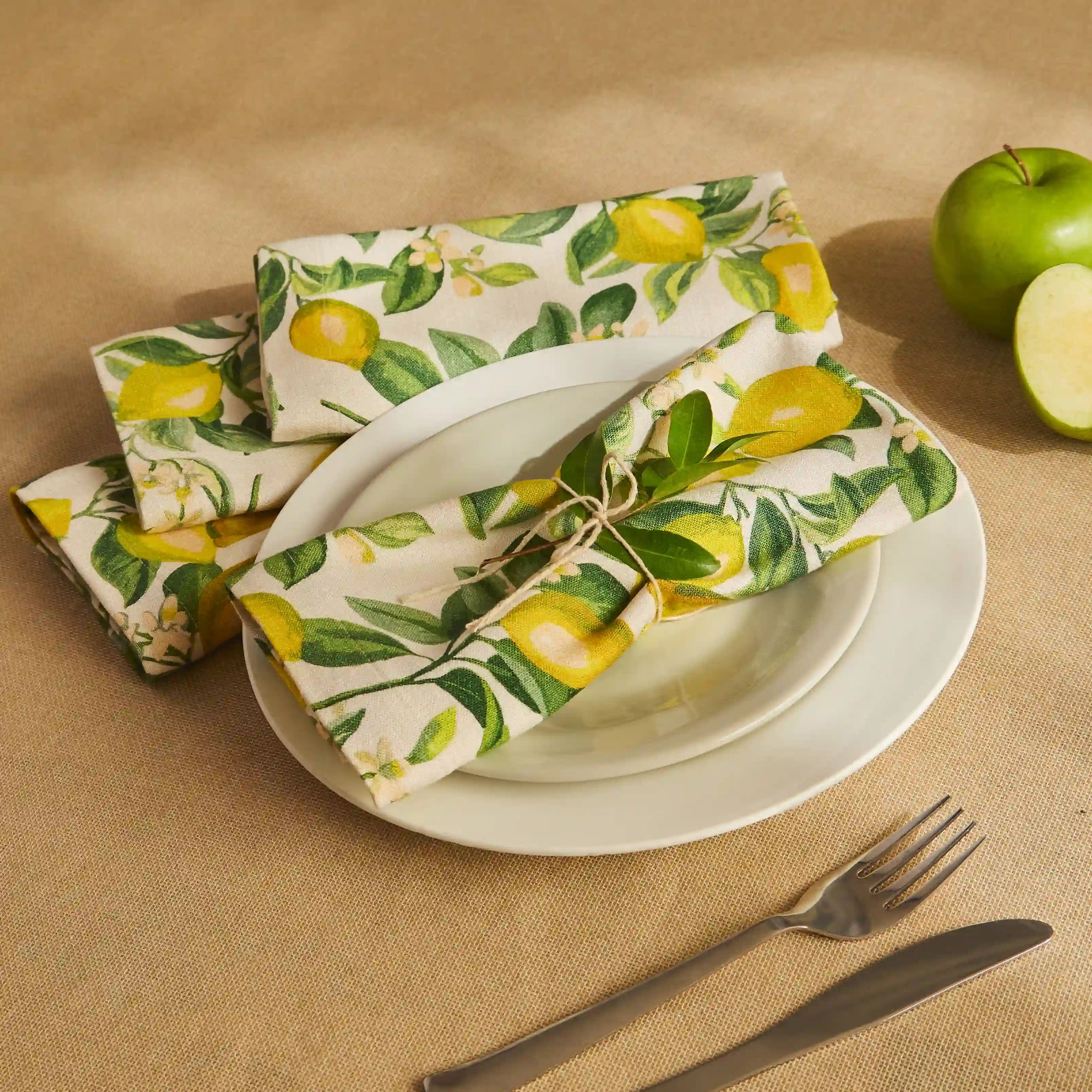 Nonna's Home | Tuscan Inspired Printed Soft & Absorbent Cotton Table Napkins | Set of 4 & 6