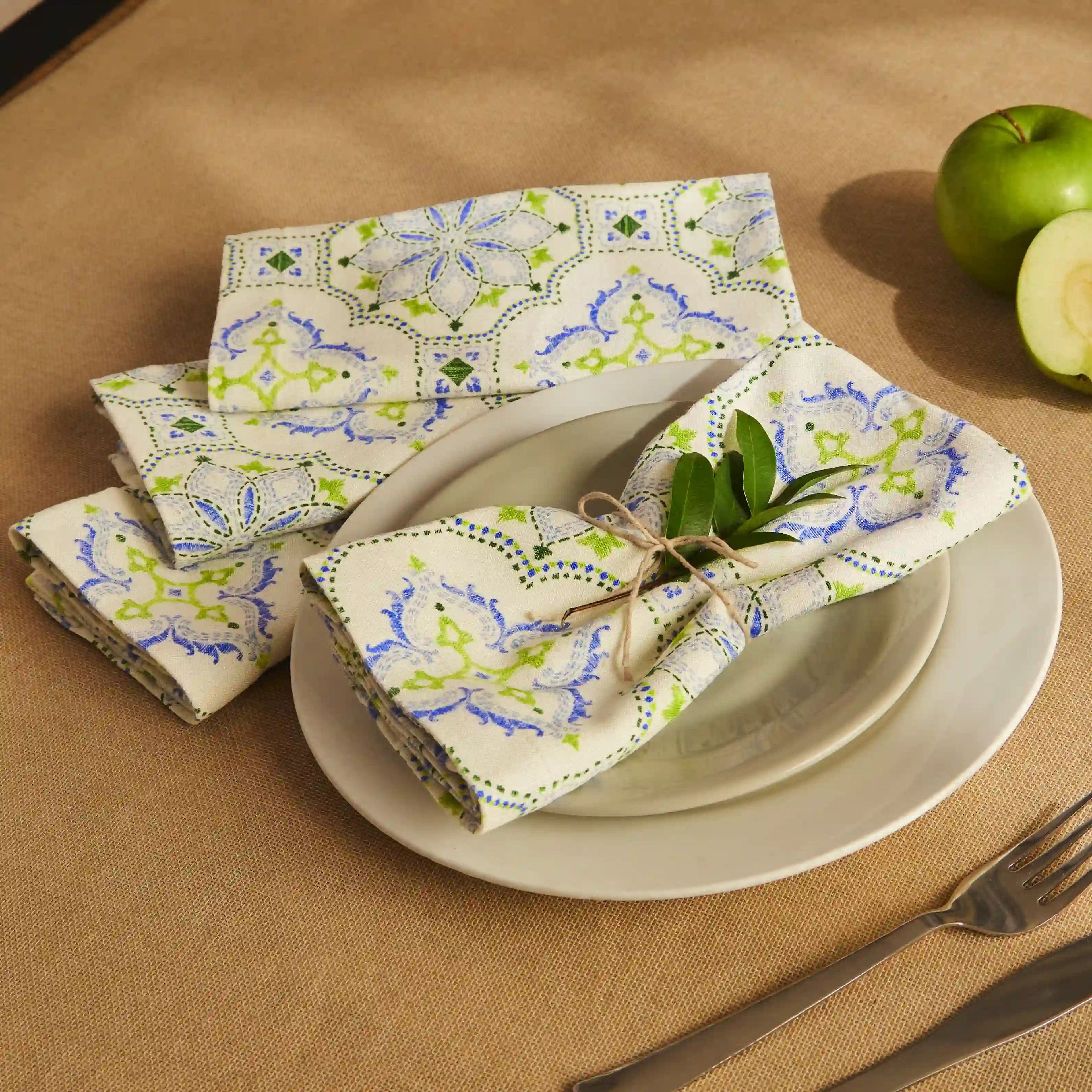 Nonna's Home | Tuscan Inspired Printed Soft & Absorbent Cotton Table Napkins | Set of 4 & 6