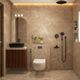 Spacious Cream-Toned Bathroom Design With Vanity Unit - 8X6 Ft | Livspace