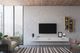 Marble White TV Unit Design With Brown Wall Panel - 8x1x8 Ft | Livspace