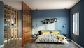 Split Level Master Bedroom Interior Design with Wardrobe Partition ...