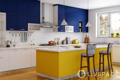 contrast kitchen of blue yellow and white 1