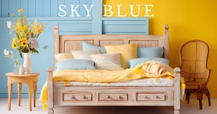 sky blue two colour combination for bedroom walls