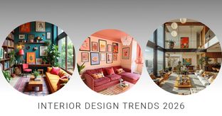 Modern interior design trends 2026 living room with warm neutrals