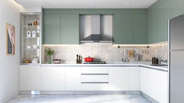 Sleek L-shaped kitchen