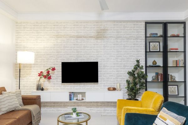 Modern brick wallpaper living room interior design brick wall designs   YouTube