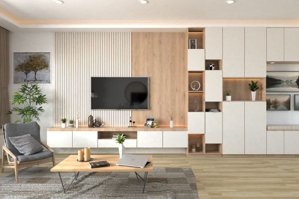 oak tv wall panel