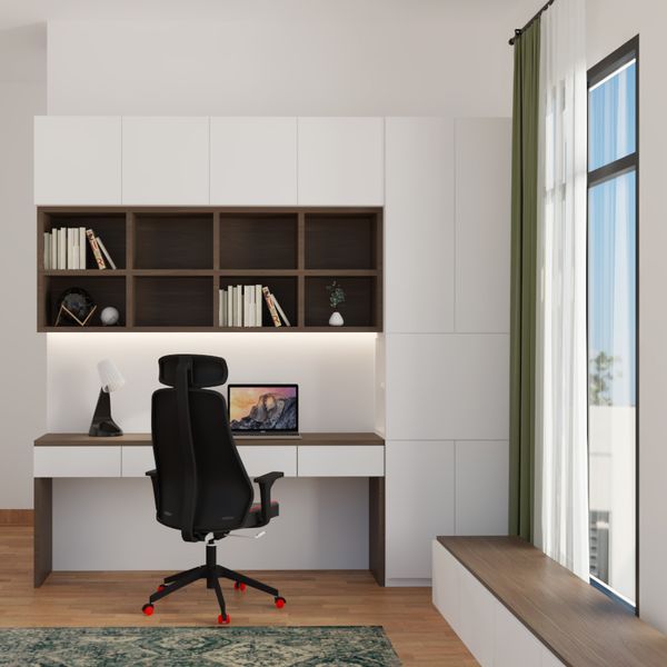 Spacious Home Office Design With Tall Unit | Livspace
