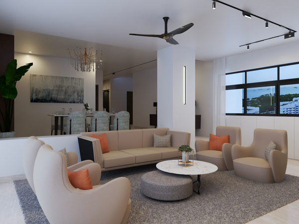 Contemporary Living Room With Track