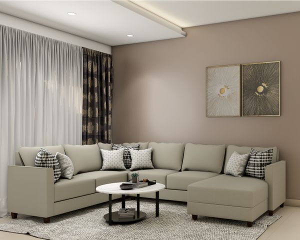 Modern Compact Living Room Design With Grey L Shaped Sofa Live