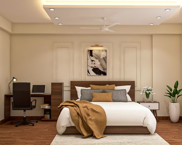 Contemporary Spacious Master Bedroom Design With Study Unit