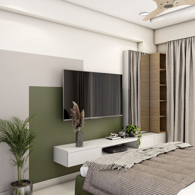 White TV Unit Design With Closed Storage | Livspace