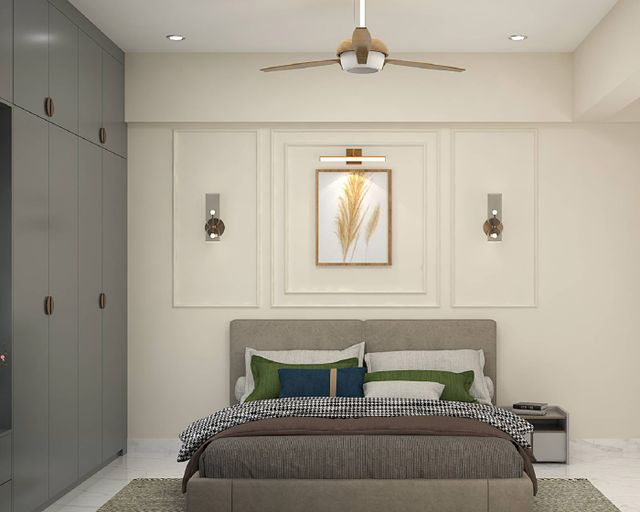 Contemporary Master Bedroom Design with Matte Grey Wardrobe and Queen ...