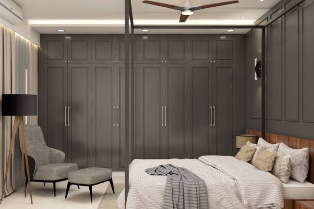 Modern Master Bedroom Design With Wooden Panelling | Livspace