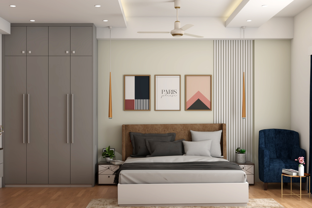 Spacious Master Bedroom Design With Wall Design | Livspace