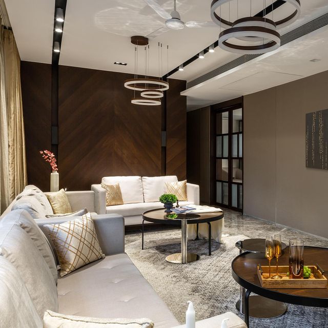 Textured Brown Wall Design For Living Room Livspace