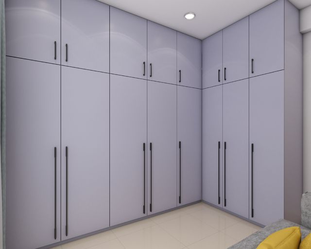 Compact L-Shaped Lavender Wardrobe Design | Livspace