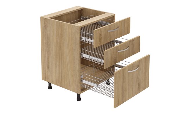 Base Unit, 3 SS Drawers (2M, 1L)
