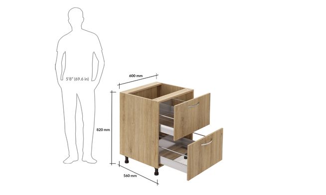 Base Unit, 2 SS Drawers (2L)
