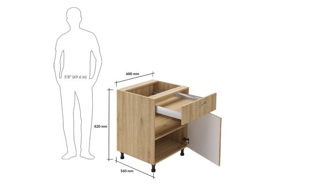 Base Unit, 1 Drawer (1M), 1 Shelf
