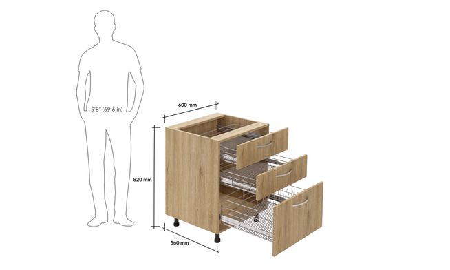 Base Unit, 2 SS Drawers (2M, 1L)
