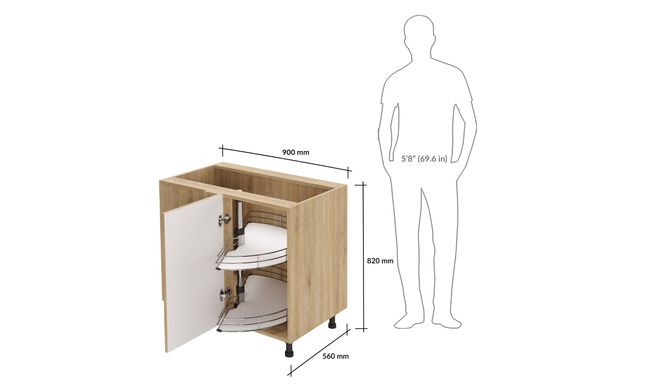 Blind Corner Unit, 2 Dee Trays