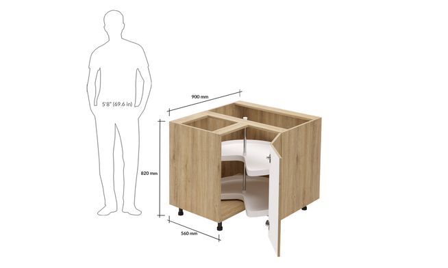 Corner Unit, 3/4 Polymer Carousel