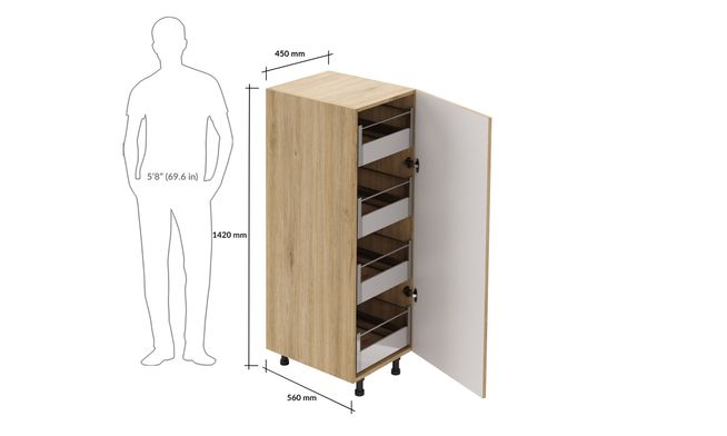 Mid-tall Unit, 4L Drawers