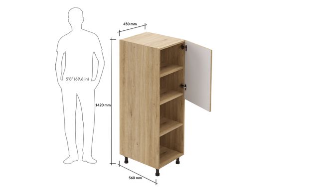 Mid-tall Open/Close Unit, 3 Shelves