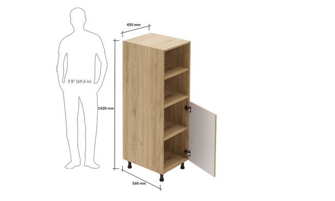 Mid-tall Open/Close Unit, 3 Shelves