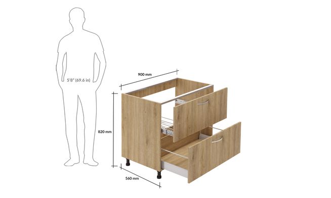 Sink Unit, 2 Drawers (2L)