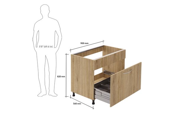 Sink Unit, 1 Drawer (XL)