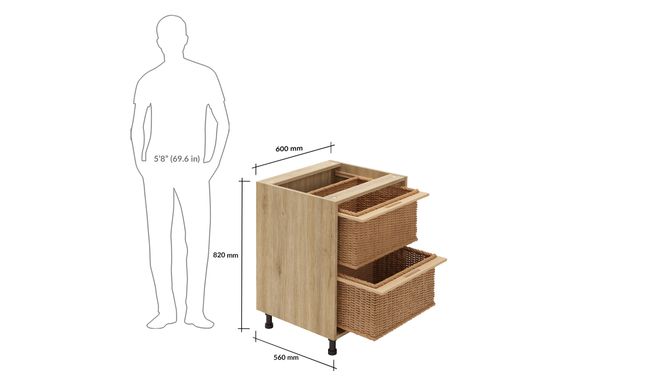 Base Unit, 2 Wicker Baskets
