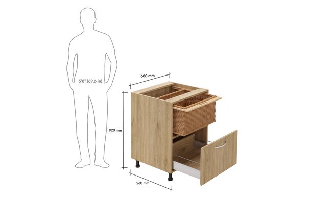 Base Unit, 1 Wicker Basket, 1 Drawer