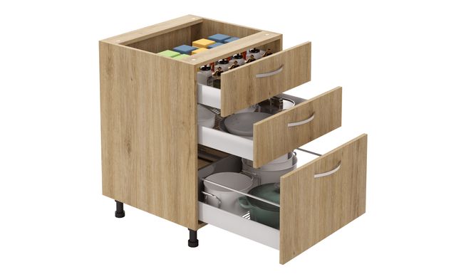 Base Unit, 3 SS Drawers (2M, 1L)