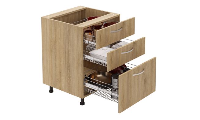 Base Unit, 3 SS Drawers (2M, 1L)