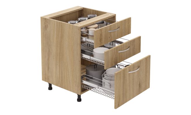Base Unit, 3 SS Drawers (2M, 1L)