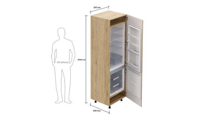 Tall Fridge Unit, 2 Shelves