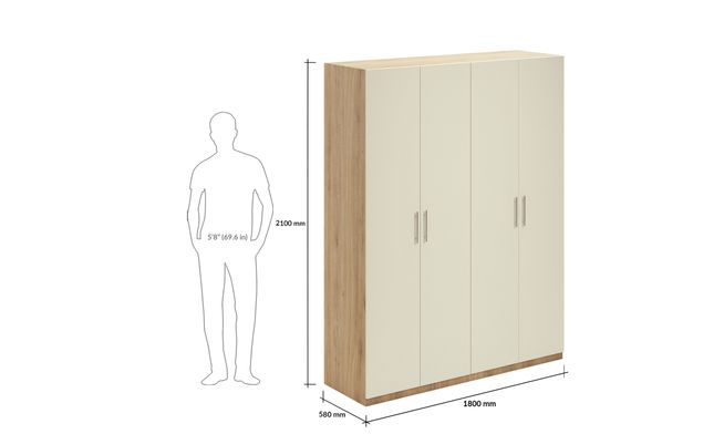 Swing 4-Door, 2 Drawers, 2100 mm