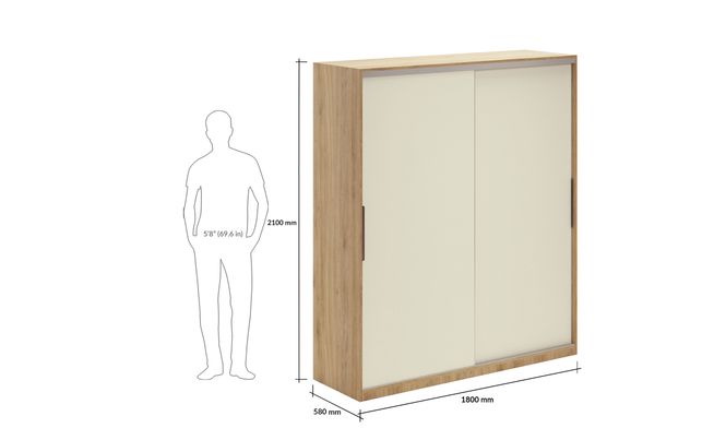Overlay Sliding 2-Door, Design-AA, 2100 mm